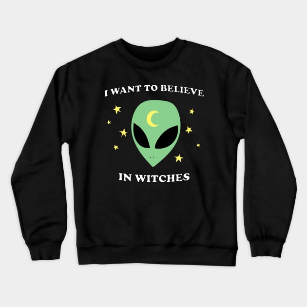 I Want To Believe In Witches Crewneck Sweatshirt by myacideyes